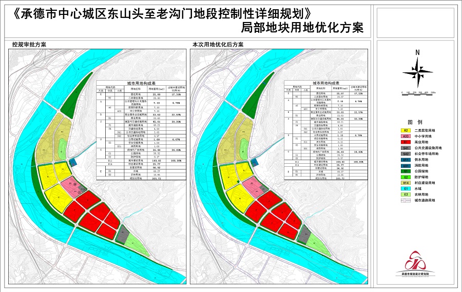 承德市中心城区东山头至老沟门地段控制性详细规划局部用地优化情况